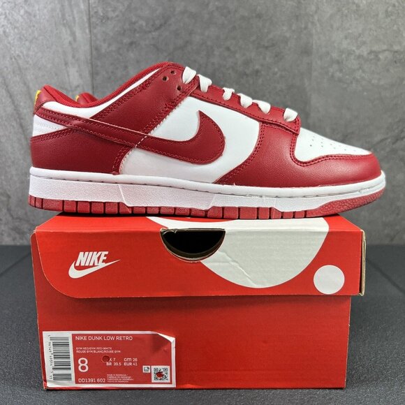 Nike Dunk Low USC Size 8 Mens White Red Sneakers - Picture 1 of 13